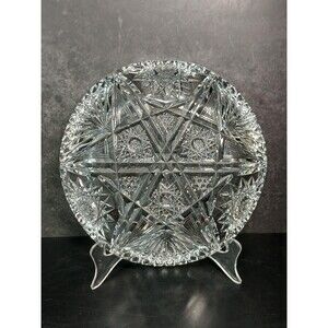Antique American Brilliant Period Crystal Cut Sunburst Glass Bowl